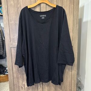 Catherines 4X Suprema Collection Top Black 3/4 sleeves